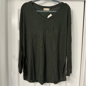 NWT Altar'd State Forest Green Long Sleeve V-Neck Top